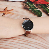Daniel Wellington Classic Petite St Mawes Black Dial Brown Leather Strap Watch For Women - DW00100181 Authentic Buy Shop Now