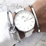 Daniel Wellington Petite Bondi White Dial White Leather Strap Watch For Women - DW00100190 Authentic Buy Shop Now