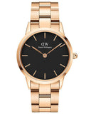 Daniel Wellington Iconic Link Black Dial Rose Gold Steel Strap Watch for Women - DW00100212 Authentic Buy Shop Now