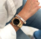 Daniel Wellington Iconic Link Black Dial Rose Gold Steel Strap Watch for Women - DW00100212 Authentic Buy Shop Now