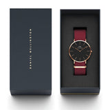 Daniel Wellington Classic Roselyn Black Dial Maroon Nylon Strap Watch For Women - DW00100269 Authentic Buy Shop Now