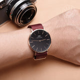 Daniel Wellington Classic Roselyn Black Dial Maroon Nylon Strap Watch For Women - DW00100269 Authentic Buy Shop Now