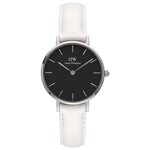 Daniel Wellington Classic Petite Bondi Black Dial White Leather Strap Watch For Women - DW00100284 Authentic Buy Shop Now