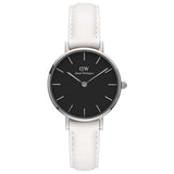 Daniel Wellington Classic Petite Bondi Black Dial White Leather Strap Watch For Women - DW00100284 Authentic Buy Shop Now