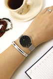 Daniel Wellington Petite Sterling Black Dial Silver Mesh Bracelet Watch For Women - DW00100304 Authentic Buy Shop Now