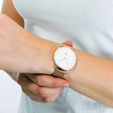 Daniel Wellington Petite Melrose White Dial Rose Gold Mesh Strap Watch For Women - DW00100305 Authentic Buy Shop Now