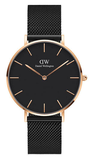 Daniel Wellington Petite Ashfield Black Dial Black Mesh Strap Watch for Women - DW00100307 Authentic Buy Shop Now