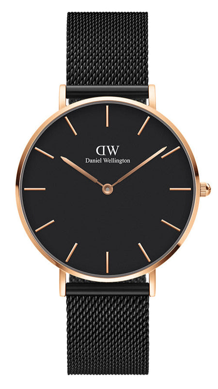 Daniel Wellington Petite Ashfield Black Dial Black Mesh Strap Watch for Women - DW00100307 Authentic Buy Shop Now