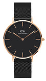 Daniel Wellington Petite Ashfield Black Dial Black Mesh Strap Watch for Women - DW00100307 Authentic Buy Shop Now