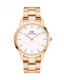 Daniel Wellington Iconic Link White Dial Gold Steel Strap Watch For Men - DW00100343 Authentic Buy Shop Now