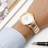 Daniel Wellington Iconic Link White Dial Gold Steel Strap Watch For Men - DW00100343 Authentic Buy Shop Now