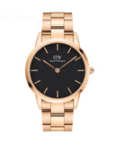 Daniel Wellington Iconic Link Black Dial Rose Gold Steel Strap Watch For Men - DW00100344 Authentic Buy Shop Now