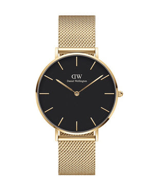 Daniel Wellington Petite Evergold Black Dial Gold Mesh Strap Watch For Women - DW00100345 Authentic Buy Shop Now