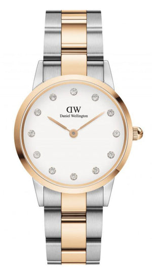 Daniel Wellington Iconic Link White Dial Two Tone Steel Strap Watch For Women - DW00100358 Authentic Buy Shop Now