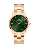 Daniel Wellington Iconic Link Emerald Green Dial Rose Gold Steel Strap Watch For Women - DW00100419 Authentic Buy Shop Now