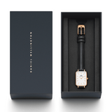 Daniel Wellington Quadro White Dial Black Leather Strap Watch For Women - DW00100434 Authentic Buy Shop Now