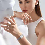 Daniel Wellington Quadro Sterling White Dial Silver Mesh Strap Watch For Women - DW00100438 Authentic Buy Shop Now