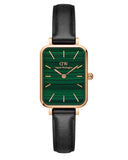 Daniel Wellington Quadro Pressed Sheffield Green Dial Black Leather Strap Watch For Women - DW00100439 Authentic Buy Shop Now