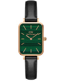 Daniel Wellington Quadro Pressed Sheffield Green Dial Black Leather Strap Watch For Women - DW00100439 Authentic Buy Shop Now