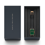Daniel Wellington Quadro Pressed Sheffield Green Dial Black Leather Strap Watch For Women - DW00100439 Authentic Buy Shop Now