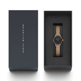 Daniel Wellington Petite Pressed Melrose Black Dial Rose Gold Mesh Strap Watch For Women - DW00100440 Authentic Buy Shop Now