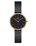 Daniel Wellington Classic Petite Pressed Ashfield Black Dial Black Mesh Bracelet Watch For Women - DW00100441 Authentic Buy Shop Now