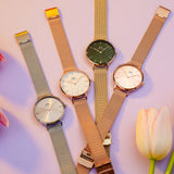 Daniel Wellington Petite Emerald Green Dial Gold Mesh Strap Watch For Women - DW00100480 Authentic Buy Shop Now