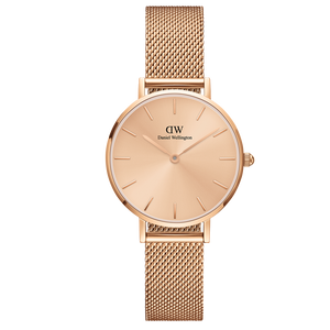 Daniel Wellington Petite Rose Gold Dial Rose Gold Mesh Strap Watch For Women - DW00100472 Authentic Buy Shop Now