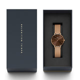 Daniel Wellington Petite Melrose Brown Dial Rose Gold Mesh Strap Watch For Women - DW00100477 Authentic Buy Shop Now