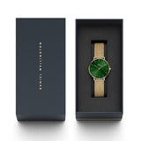 Daniel Wellington Petite Emerald Green Dial Gold Mesh Strap Watch For Women - DW00100480 Authentic Buy Shop Now