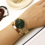 Daniel Wellington Petite Emerald Green Dial Gold Mesh Strap Watch For Women - DW00100481 Authentic Buy Shop Now