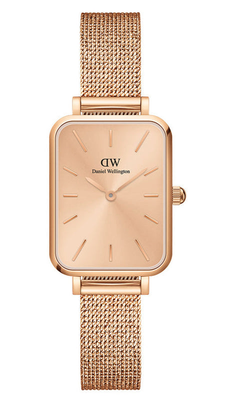 Daniel Wellington Quadro Unitone Rose Gold Dial Rose Gold Mesh Strap Watch For Women - DW00100484 Authentic Buy Shop Now