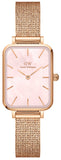 Daniel Wellington Quadro Pressed Melrose Pink Dial Pink Mesh Bracelet Watch For Women - DW00100510 Authentic Buy Shop Now