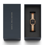 Daniel Wellington Quadro Studio Black Dial Rose Gold Mesh Strap Watch For Women - DW00100518 Authentic Buy Shop Now
