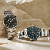 Daniel Wellington Iconic Chronograph Link Blue Dial Silver Steel Strap Watch For Men - DW00100644 Authentic Buy Shop Now