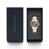 Daniel Wellington Iconic Link Grey Dial Gold Steel Strap Watch For Women - DW00100334 Authentic Buy Shop Now