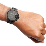 Diesel Mega Chief Chronograph Black Dial Black Steel Strap Watch For Men - DZ4355 Authentic Buy Shop Now