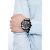 Diesel Mega Chief Chronograph Grey Dial Brown Leather Strap Watch For Men - DZ4463 Authentic Buy Shop Now