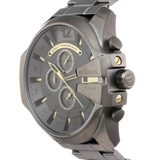 Diesel Mega Chief Chronograph Grey Dial Grey Steel Strap Watch For Men - DZ4466 Authentic Buy Shop Now