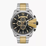 Diesel Mega Chief Chronograph Black Dial Two Tone Steel Strap Watch For Men - DZ4581 Authentic Buy Shop Now