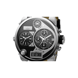 Diesel Mr Daddy Chronograph White Dial Black Leather Strap Watch For Men - DZ7125 Authentic Buy Shop Now