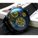 Diesel Big Daddy Blue Dial Black Leather Strap Watch For Men - DZ7127 Authentic Buy Shop Now