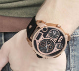 Diesel Big Daddy Gold & Black Dial Black Leather Strap Watch For Men - DZ7261 Authentic Buy Shop Now