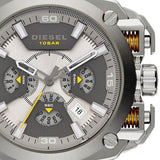 Diesel BAMF Chronograph Beige Dial Brown Leather Strap Watch For Men - DZ7343 Authentic Buy Shop Now