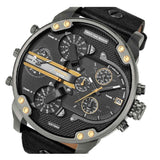 Diesel Mr Daddy 2.0 Chronograph Black Dial Black Leather Strap Watch For Men - DZ7348 Authentic Buy Shop Now