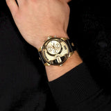 Diesel Mr Daddy Gold Dial Black Leather Strap Watch For Men - DZ7363 Authentic Buy Shop Now