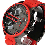 Diesel Mr Daddy 2.0 Chronograph Black Dial Red Silicone Strap Watch For Men - DZ7370 Authentic Buy Shop Now