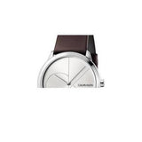 Calvin Klein Minimal Silver Dial Brown Leather Strap Watch for Men - K3M221G6 Authentic Buy Shop Now
