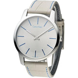 Calvin Klein City Silver Dial Grey Leather Strap Watch for Men - K2G211Q4 Authentic Buy Shop Now