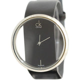 Calvin Klein Glam Transparent Dial Black Leather Strap Watch for Women - K9423107 Authentic Buy Shop Now